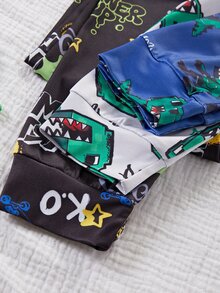 Boys' Black Base Simple Fashionable Blue Print Pattern Long Sleeve Fall Autumn/Winter Pants Snug Fit Loungewear Crew Neck Knit Cartoon Animal 2pcs - Multicolor - View 8