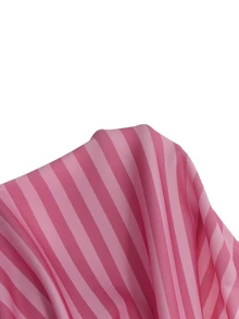 SHEIN Elladie kids 女童條紋領長袖上衣 + 鬆緊腰長褲套裝，柔軟休閒兒童兩件套服飾 - 粉色 - 查看 5