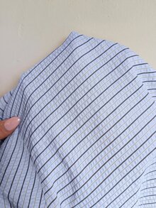 Siren Gaze Women's Striped Front Tie Long Sleeve Ruffle Casual Shirt - Blue - View 8