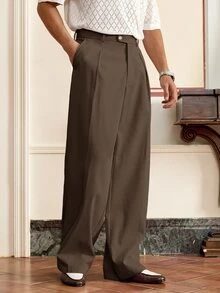 Athstrex Celana Panjang Pria Ukuran Besar Kasual Tenun Warna Polos, Cocok untuk Liburan, Hadiah Hari Ayah, dan Sepak Bola. - Coffee Brown - View 4