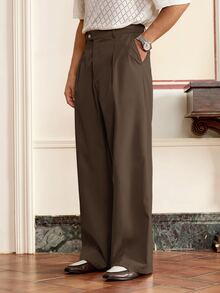 Athstrex Celana Panjang Pria Ukuran Besar Kasual Tenun Warna Polos, Cocok untuk Liburan, Hadiah Hari Ayah, dan Sepak Bola. - Coffee Brown - View 3