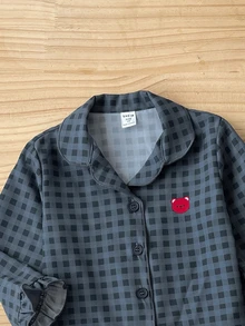 SHEIN 女童可愛休閒針織粉色蝴蝶結圖案長袖居家服套裝 - 粉色 - 查看 3
