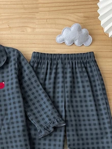 SHEIN 女童可愛休閒針織粉色蝴蝶結圖案長袖居家服套裝 - 粉色 - 查看 4