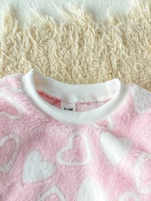 6 Set Dikirim Secara Acak 1 Set Musim Gugur/Musim Dingin Flanel Dua Sisi Motif Bayi Perempuan Elegan Lucu Motif Kucing Pita Hati Bunga Ceri Kerah Bergaris Lengan Panjang Celana Panjang Pakaian Santai Fleece Acak 6-in-1 Set Dua Potong - MultiWarna - View 4