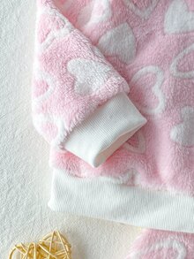 6 Set Dikirim Secara Acak 1 Set Musim Gugur/Musim Dingin Flanel Dua Sisi Motif Bayi Perempuan Elegan Lucu Motif Kucing Pita Hati Bunga Ceri Kerah Bergaris Lengan Panjang Celana Panjang Pakaian Santai Fleece Acak 6-in-1 Set Dua Potong - MultiWarna - View 5