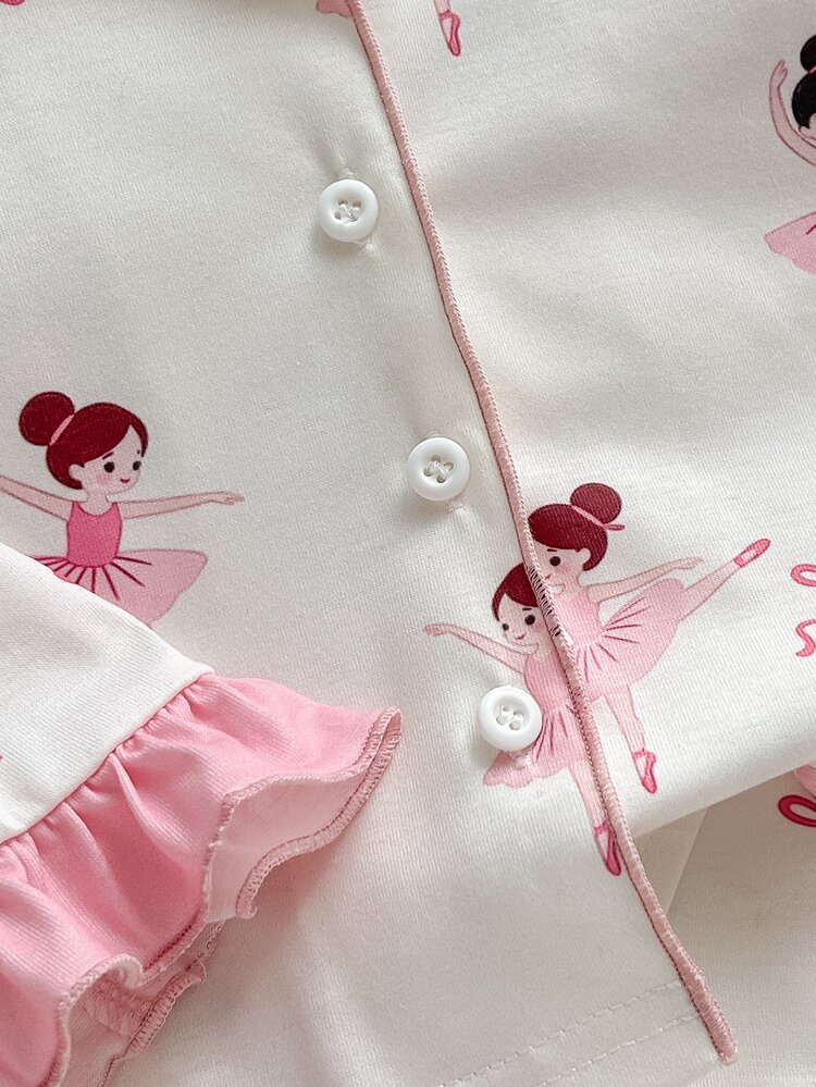 SHEIN Piyama Kasual Atasan dan Celana Panjang Motif Kartun Rajut Lucu untuk Bayi Perempuan, Patchwork Warna Kontras dengan Hiasan Rumbai di Bagian Bawah, Terdiri dari 2 Potongan - MultiWarna - View 5