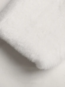SHEIN Teen Girl Minimalist Faux Fur Jacket, Suitable For Party And Outdoor Wear, Autumn/Winter - White - View 7
