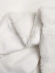 SHEIN Teen Girl Minimalist Faux Fur Jacket, Suitable For Party And Outdoor Wear, Autumn/Winter - White - View 9