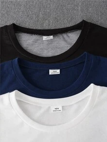 青少年男孩字母印花短袖T恤與短褲休閒套裝 - 彩色 - 查看 4