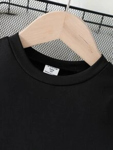 2pcs/Set Young Girl Black Turtleneck Long Sleeve Top And Leggings Thermal Underwear Set Autumn Fall - Black - View 5