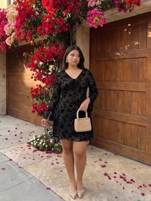 GalTyme Plus Size Sexy Fashion Lace-Up Dress For Date And Vacation - Black - View 5