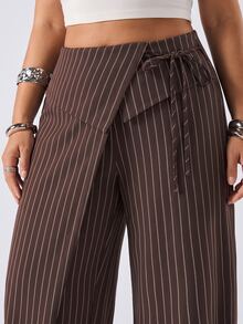 LYSMO Plus Size Women Striped Casual Daily Wear Suit Pants - Multicolor - View 5