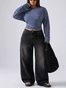LYSMO Plus Size Women's Autumn/Winter Striped Colorblock Waist-Cinching Long Sleeve T-Shirt Fall - Multicolor - View 7