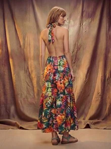 Fembélia Bohemian Print Spaghetti Strap Dress, Unique Style For Women - Multicolor - View 2