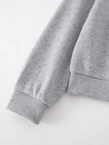 Tween Girls Long Sleeve Fleece 2 Pieces Tracksuit Set, Lace Peter Pan Collar Cropped Sweatshirt With Side Lace Trim WideLeg Pants, Fall Clothes - Grey - View 7