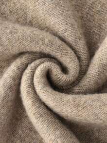 LUMIGAL Women's High Neck Contrast Lace Cuff Slim Fit Elegant Knit Dress - Camel - View 6