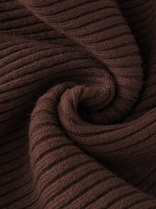 LUMIGAL Gaun Rajut Elegan Pas Badan Lengan Panjang Kancing Ganda untuk Wanita - Coffee Brown - View 6