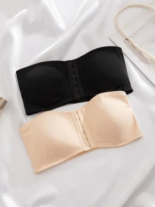 Wedaily 2pcs/Set Multicolor Women's Underwear Bra, Front Closure Padded Bra - Multicolor - View 3