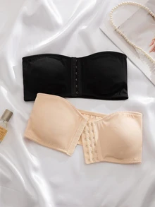 Wedaily 2pcs/Set Multicolor Women's Underwear Bra, Front Closure Padded Bra - Multicolor - View 2