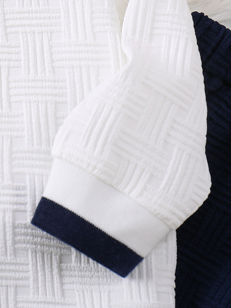 SHEIN 2pcs Baby Boy Autumn/Winter White Shirt, White Polo And Blue Casual Long Pants Set, Shirt Set, Polo Set, Infant Outfit, Formal Set - Multicolor - View 7
