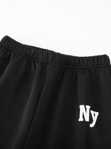 青少年男孩秋季套裝 2件組 字母NY印花 寬腿直筒運動長褲 舒適百搭 運動休閒街頭風 日常長褲 - 彩色 - 查看 5