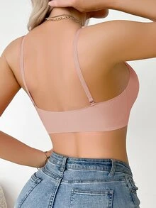 SHEIN Women's Seamless Jelly Soft Support Back-Smoothing Wire-Free Push-Up Side-Smoothing Bra, 1pc - Baby Pink - View 2