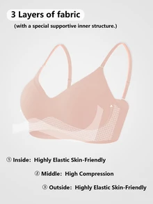 SHEIN Women's Seamless Jelly Soft Support Back-Smoothing Wire-Free Push-Up Side-Smoothing Bra, 1pc - Baby Pink - View 5