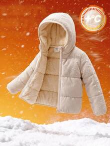 Bubblio Baby Boy Winter Thermal Lined Hooded Zip-Up Jacket - Apricot - View 5