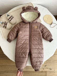 LMoss Kids LMoss 嬰兒男童女童秋冬休閒百搭立體耳連帽長袖連身衣 人造毛內裡連帽冬款 - 咖啡棕 - 查看 7