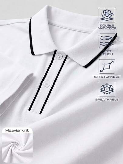 TekDrob Double Anti-Odor Heavy Viscose Polo Shirt With Striped RIB Detail And Regular Fit