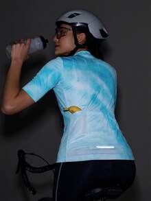 SHEIN Sports Rainbow 女款短袖骑行服 - 藍色 - 查看 5