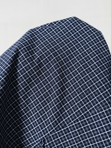 Solflare Plus Size Casual Traditional Commuter Office Formal Plaid Tie Waist Shirt Autumn Blue And White - Multicolor - View 9