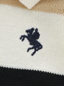 SHEIN 新生兒嬰兒針織連身衣附襪子，彼得潘領 + 精緻刺繡，長袖小紳士舒適風格 米色秋季 - 彩色 - 查看 3