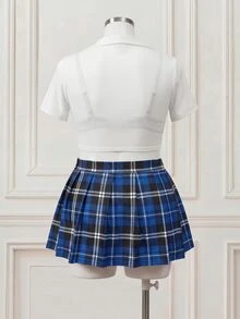 Fantasy Costume Fantasy Costume Plus Size Student Sexy Lingerie 5pcs Set - Blue and White - View 9