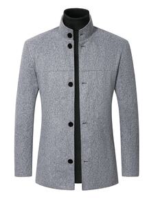 Manfinity CasualCool Men's Gray Classic Versatile Business Commute Casual Home Comfortable Autumn/Winter Overcoat - Grey - View 7