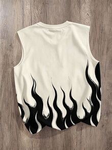 Daypath Flame Print American Street Style Sleeveless Tank Top, Suitable For Casual Daily Wear, Ignite The Street! American Flame Print Tank Top, Release Your Cool Personalized, Stay Fresh And Energetic All Summer - Multicolor - View 2