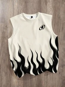 Daypath Flame Print American Street Style Sleeveless Tank Top, Suitable For Casual Daily Wear, Ignite The Street! American Flame Print Tank Top, Release Your Cool Personalized, Stay Fresh And Energetic All Summer - Multicolor - View 5