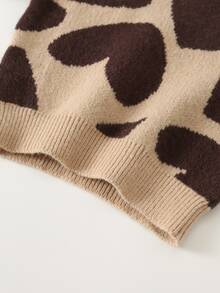 Cozy Pixies Sweater Bayi Perempuan Kasual Nyaman Motif Hati Lucu Kerah Bulat Musim Gugur Musim Dingin - MultiWarna - View 6