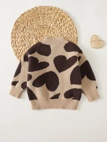 Cozy Pixies Sweater Bayi Perempuan Kasual Nyaman Motif Hati Lucu Kerah Bulat Musim Gugur Musim Dingin - MultiWarna - View 2