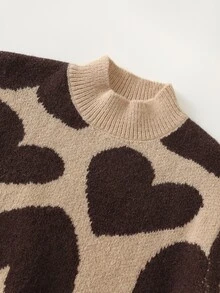 Cozy Pixies Sweater Bayi Perempuan Kasual Nyaman Motif Hati Lucu Kerah Bulat Musim Gugur Musim Dingin - MultiWarna - View 4