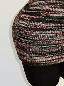 SHEIN ICON Women's Colorful Jacquard Knit Contrast Ribbed Trim Halter Neck Backless Deep V Mini Beach Dress - Multicolor - View 7