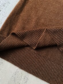 Vionelle Plus Size Round Neck Half-Button Long Sleeve Knit Sweater Vintage Casual Baggy Decorative Button Pullover Autumn/Winter Formal Office Brown - Coffee Brown - View 7