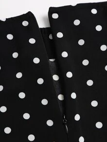 Sweetra Sexy Sweet Polka Dot Print Drape Versatile Umbrella Hem Skirt - Black and White - View 6