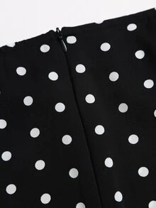 Sweetra Sexy Sweet Polka Dot Print Drape Versatile Umbrella Hem Skirt - Black and White - View 5