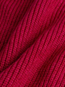 Momance Maternity Solid Color Round Neck Drop Shoulder Long Sleeve Casual Knit Dress - Burgundy - View 6