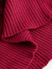 Momance Maternity Solid Color Round Neck Drop Shoulder Long Sleeve Casual Knit Dress - Burgundy - View 11
