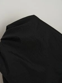 Muchica 大尺碼女款純色長袖口袋抽繩連帽夾克，黑色秋季休閒寬鬆牛仔風，適合夜店、正式場合與教師穿著 - 黑色 - 查看 7