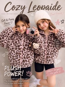 SHEIN 少女可愛圖案寬鬆豹紋毛絨抓絨夾克 高領拉鍊毛絨外套 返校穿搭 校外穿搭 粉色冬季 - 粉色 - 查看 7