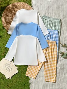 SHEIN Vintaside Kids 3件組男孩獅子卡通印花長袖套裝，活力風格，適合四季，休閒穿著 - 彩色 - 查看 2