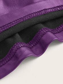 SHEIN ICON Draped Collar Ruched PU Leather Cami Top - Purple - View 4